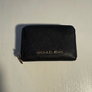 Michael Kors Black Zip Wallet with Gold Logo